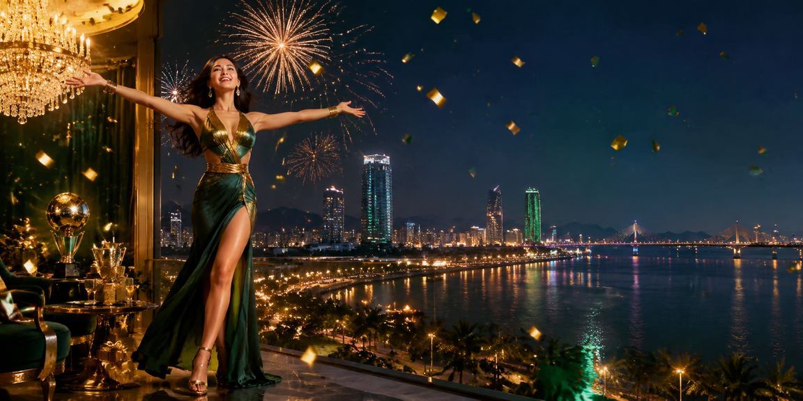 Không khí Đà Nẵng về đêm minh họa trang nền tảng giải trí trên mobile